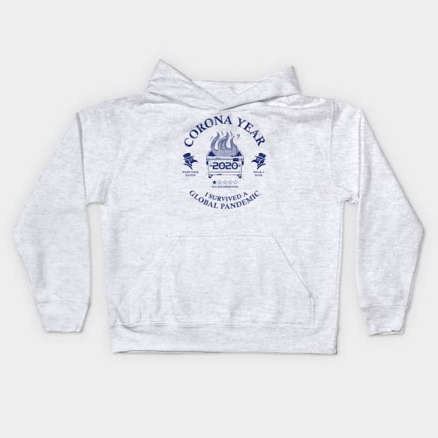 Corona Year 2020 ✅ I Survived A Global Pandemic - Blue Kids Hoodie by Sachpica